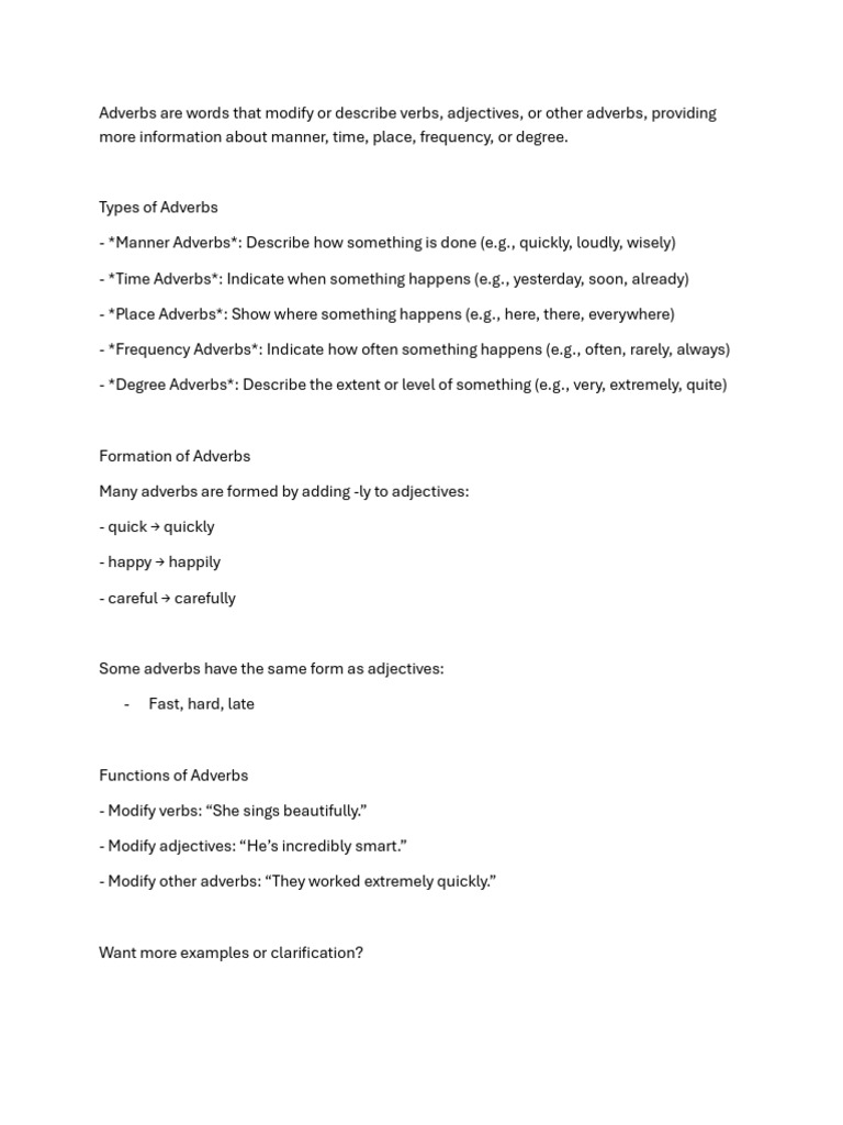 Adverb Form | PDF