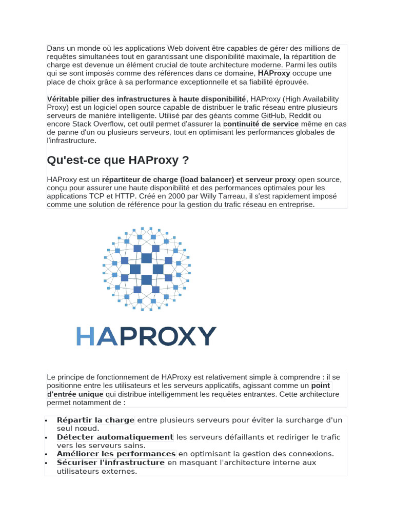 HAProxy : Répartition de Charge Efficace | PDF | Répartition de charge ...