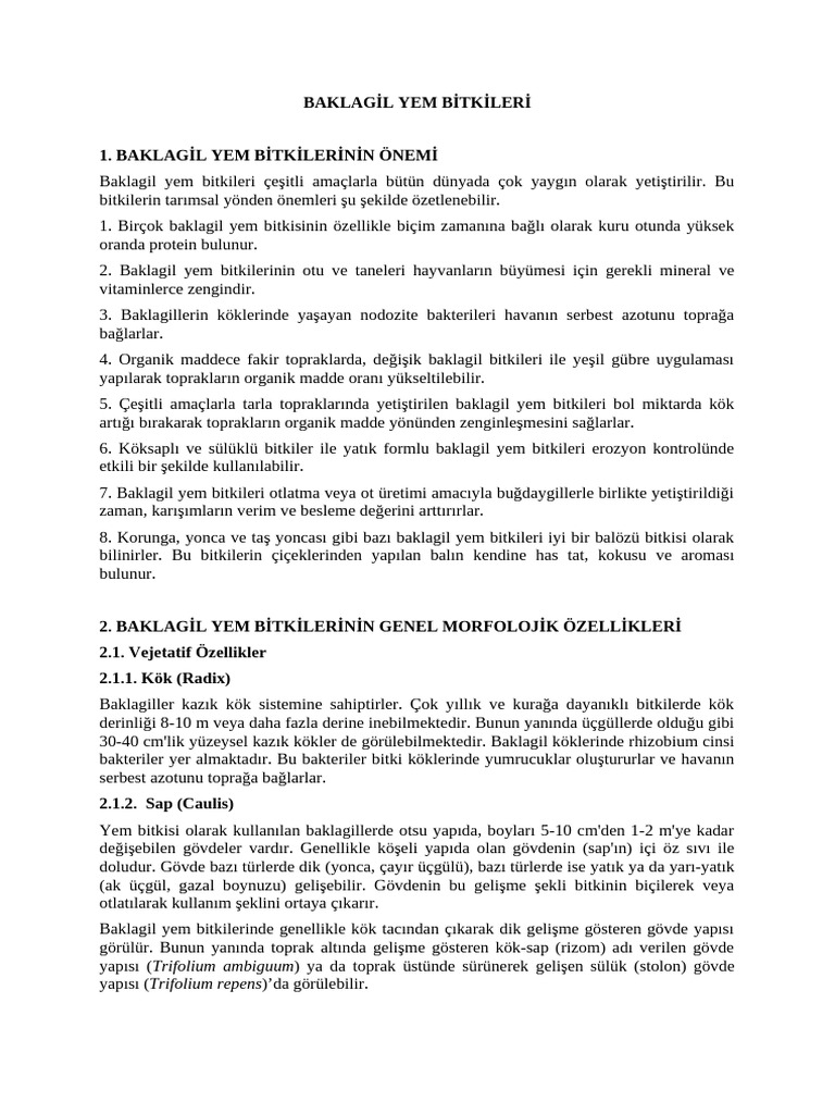 Baklagil Yem Bitkileri | PDF
