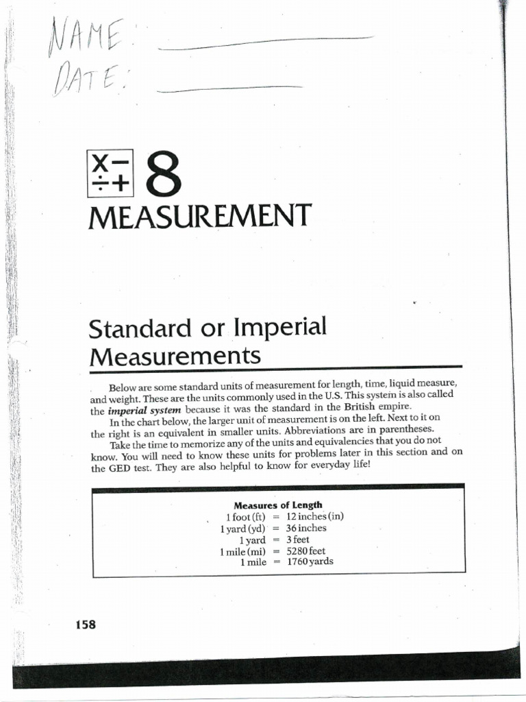 Measurement Test Review | PDF