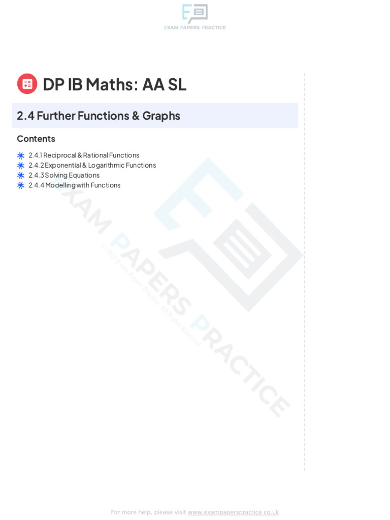 IB Maths: Further Functions & Graphs | PDF | Exponential Function ...