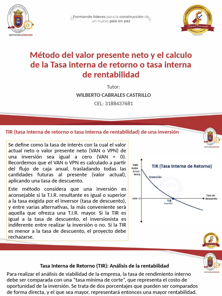 Tasa Interna de Retorno y Valor Presente | PDF | Tasa interna de ...