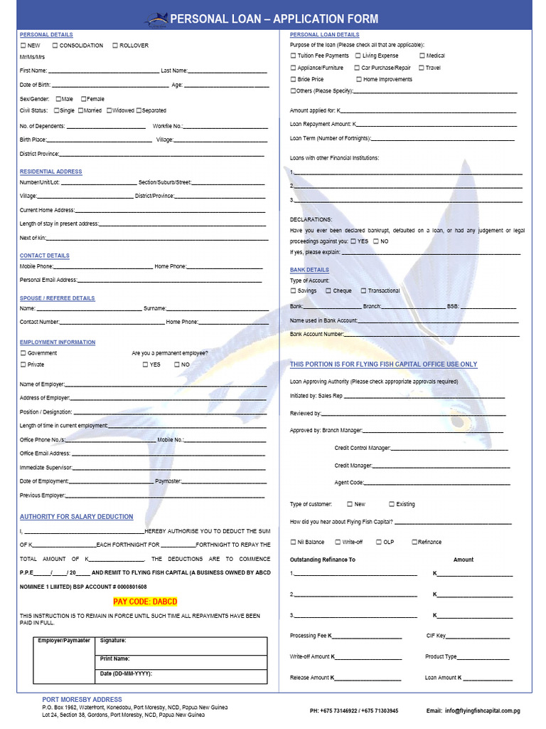 Personal Loan Application Form PNG | PDF | Interest | Loans