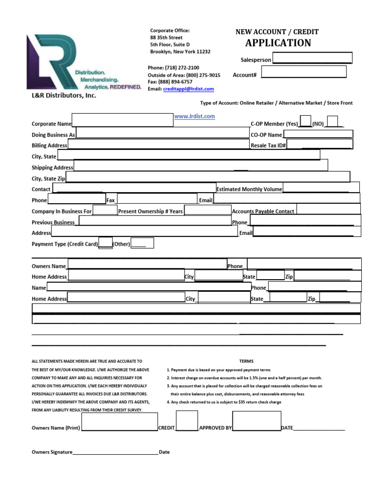 New Customer Form Blank | PDF