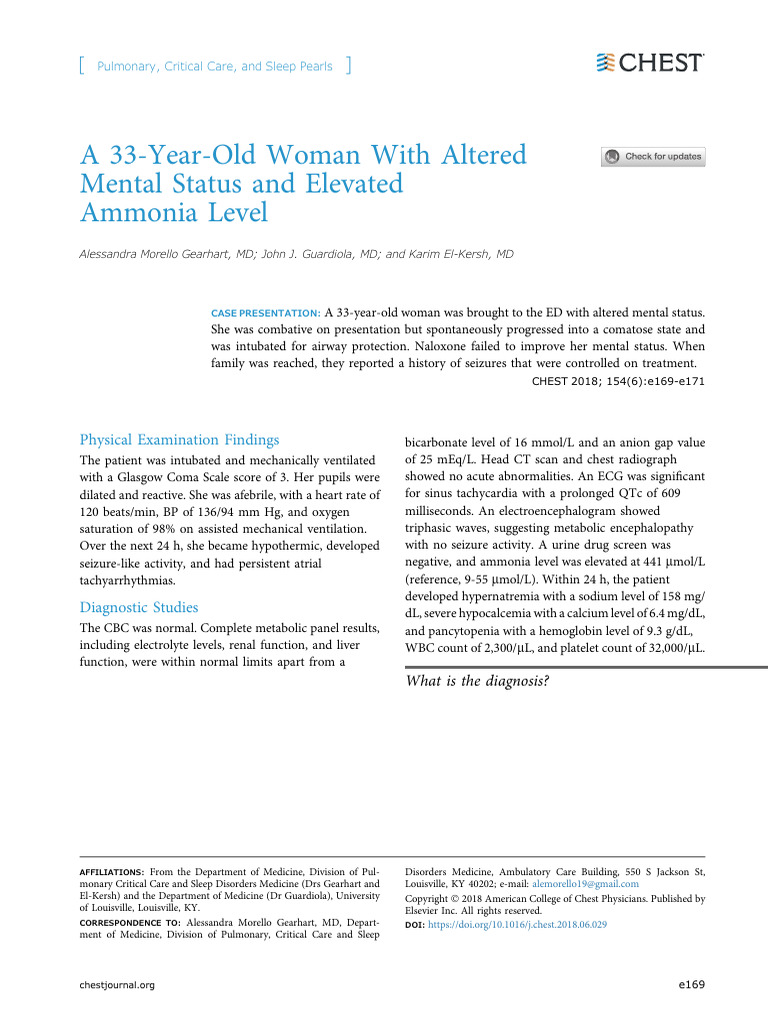 A 33 Year Old Woman With Altered Mental Status And | PDF | Diseases And ...