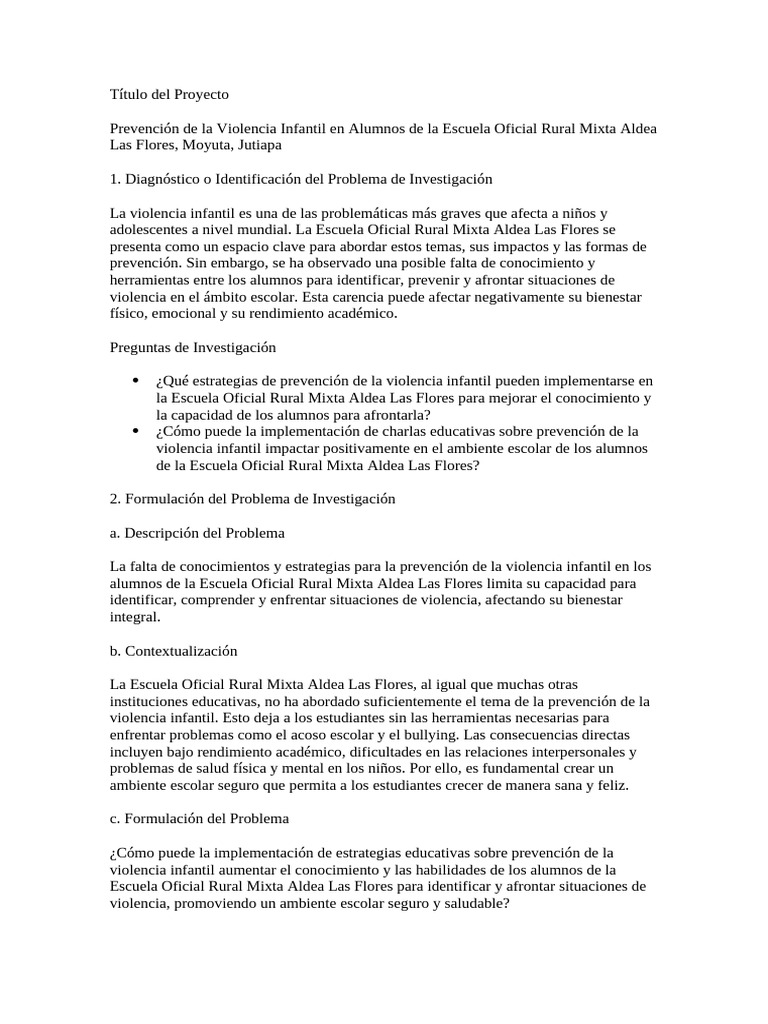 Prevención de Violencia Infantil Escolar | PDF | Abuso infantil | Violencia