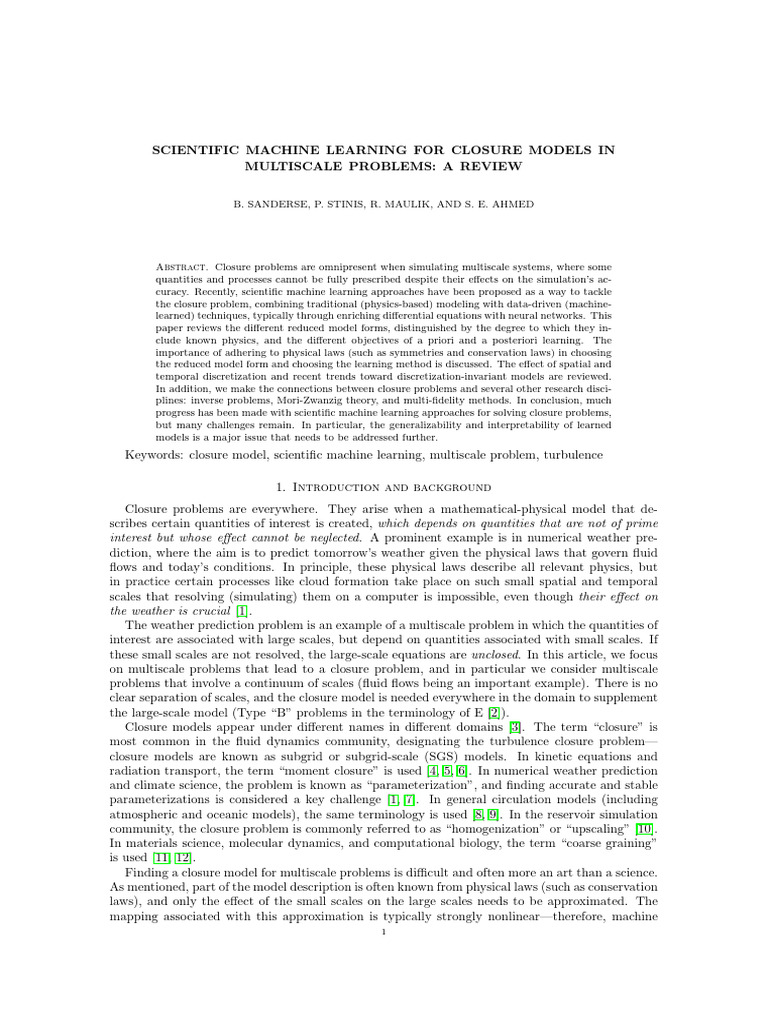 Machine Learning for Closure Models Review | PDF | Partial Differential ...
