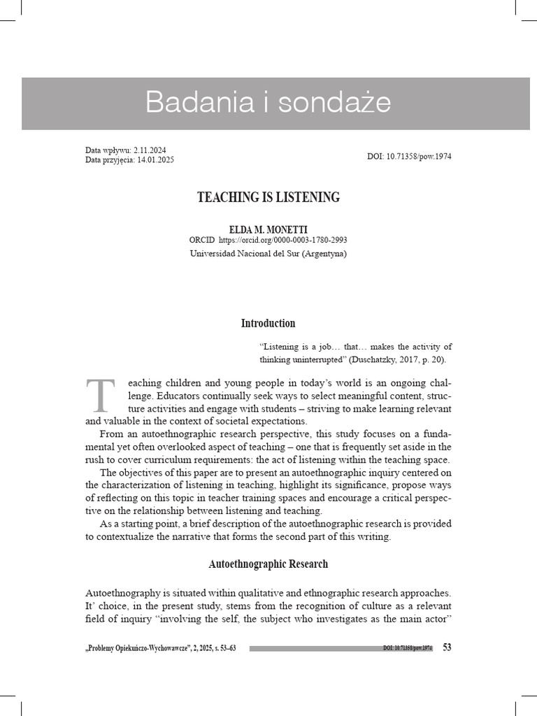 The Importance of Listening in Teaching | PDF | Liberal Arts Education
