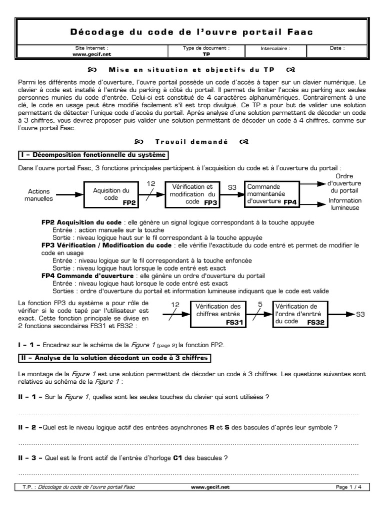 Décodage du code d'accès Faac 4 chiffres | PDF | Cryptage | Clavier d ...