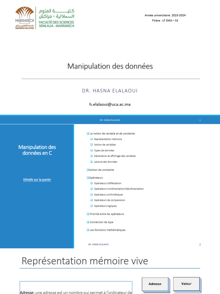 Manipulation des données en C | PDF | Variable (informatique) | C ...