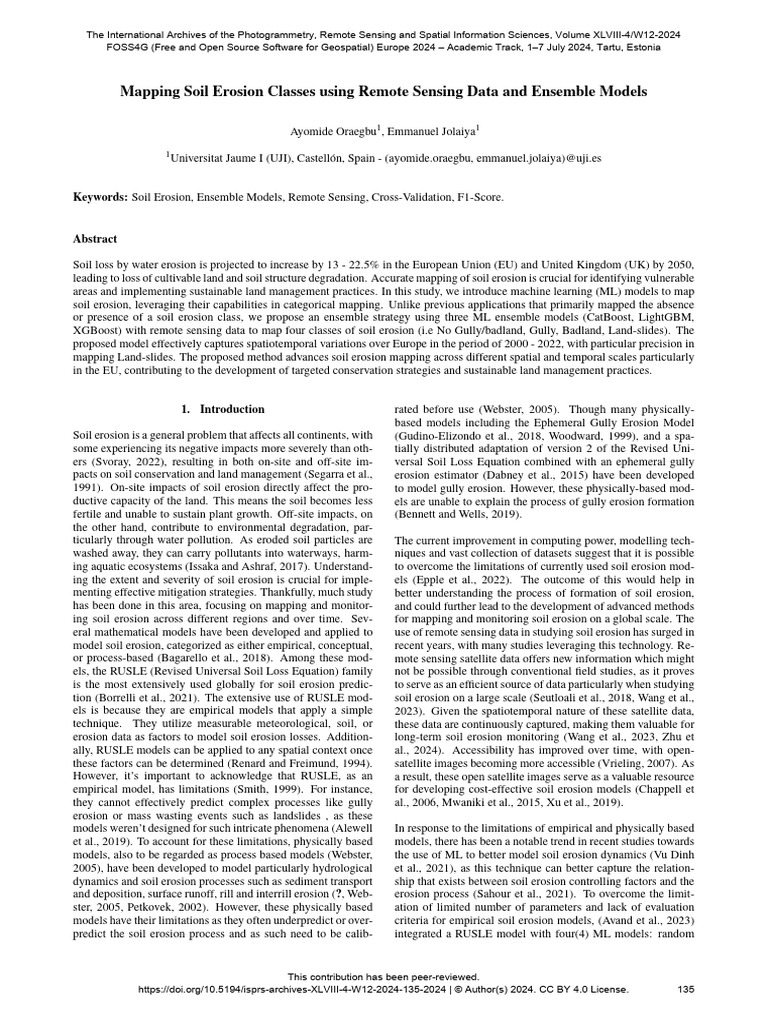 Soil Erosion Mapping with ML Models | PDF | Erosion | Remote Sensing
