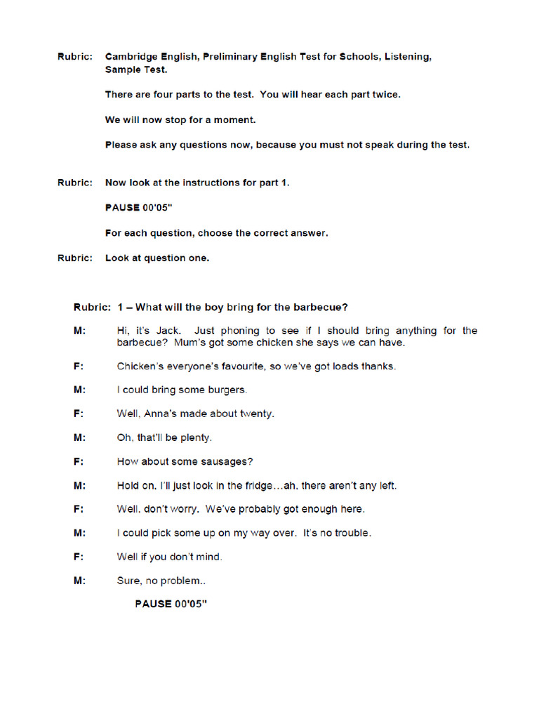 Listening Part 1 - Script | PDF
