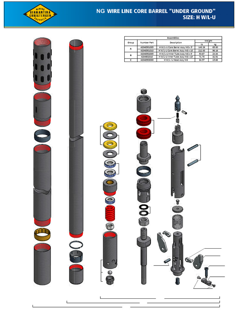 Core Barrel Assembly Parts List | PDF | Valve | Screw