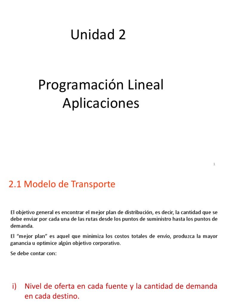 Modelo de Transporte en Programación Lineal | PDF | Algoritmos | Transporte