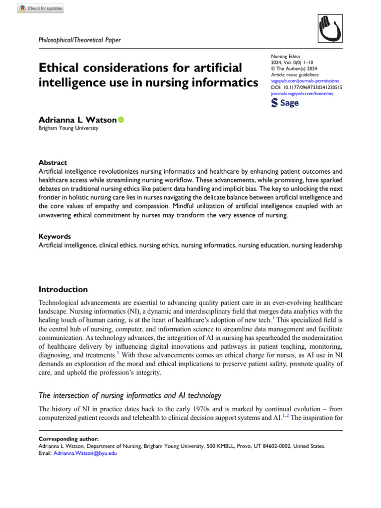 Ethical AI in Nursing Informatics | PDF | Artificial Intelligence ...