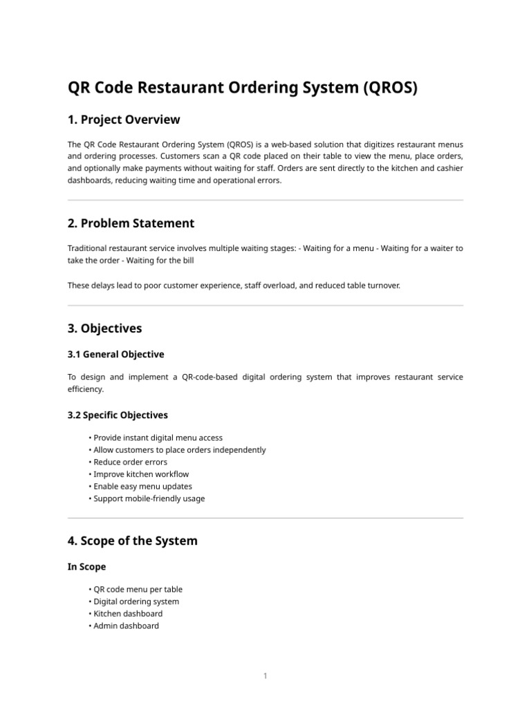 QR Code Restaurant Ordering System Guide | PDF | Qr Code | Menu