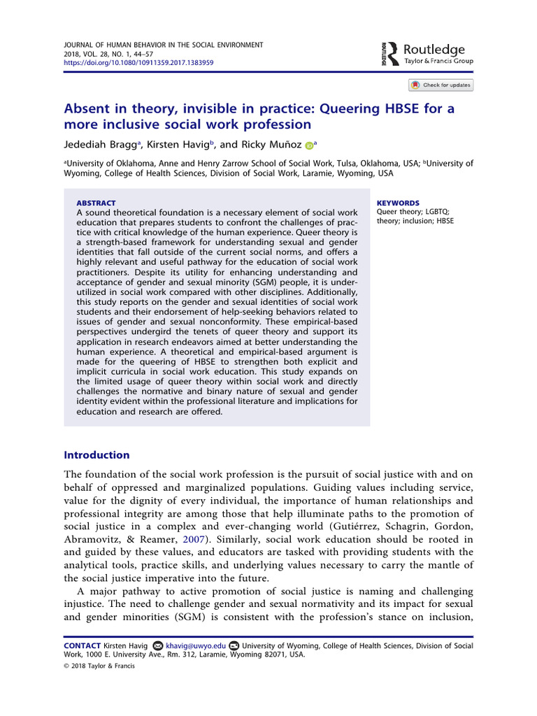 Queering HBSE: Enhancing Social Work Inclusion | PDF | Queer Theory ...