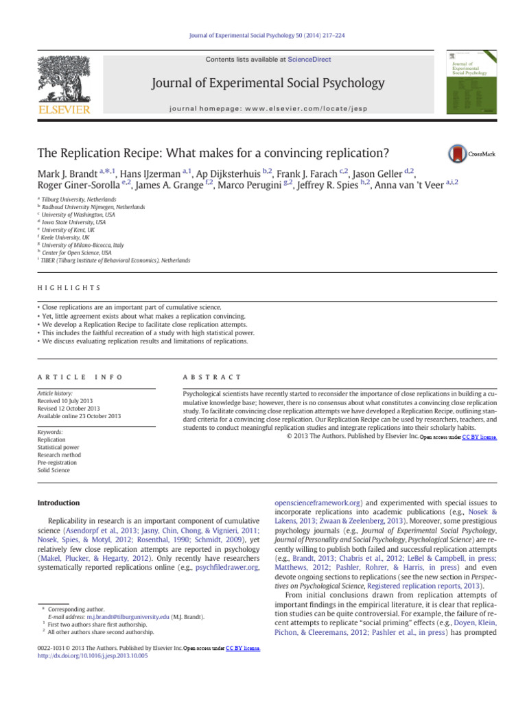 Replication Recipe for Convincing Studies | PDF | Effect Size | Sample ...