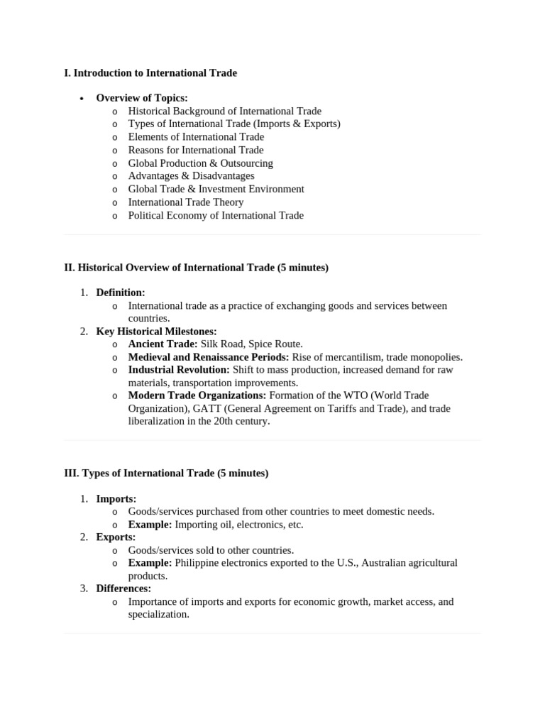 Overview of International Trade Concepts | PDF | Trade | Exports