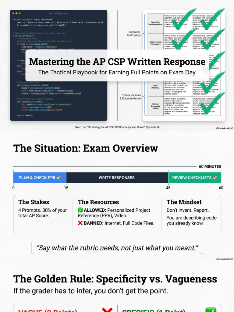 AP CSP Written Response Playbook | PDF