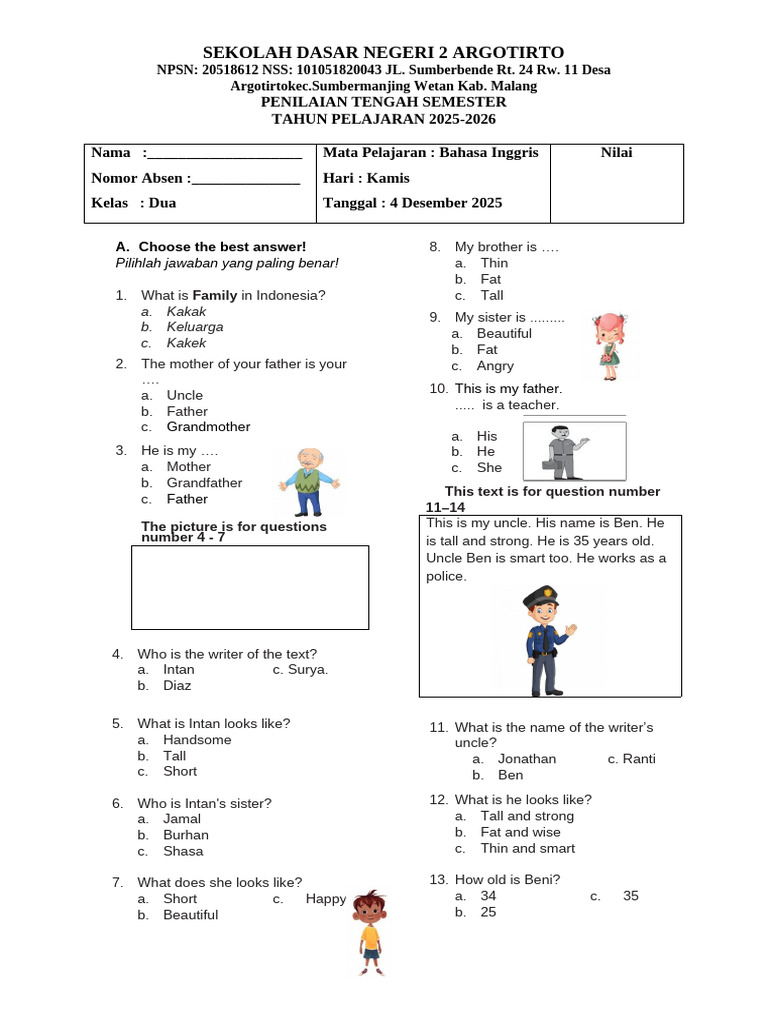 English Midterm Exam for 2nd Grade | PDF | Chess Theory | Chess Openings