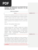 ESTILOS DE APRENDIZAJE EN ESTUDIANTES DE MAESTRIA EN PSICOLOGIA UNFV-2011