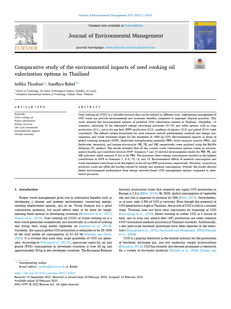 Comparative Study of the Enviromental | PDF | Life Cycle Assessment ...