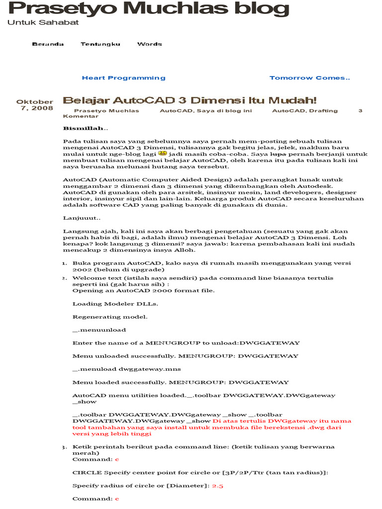 Belajar AutoCAD 3D untuk Pemula | PDF