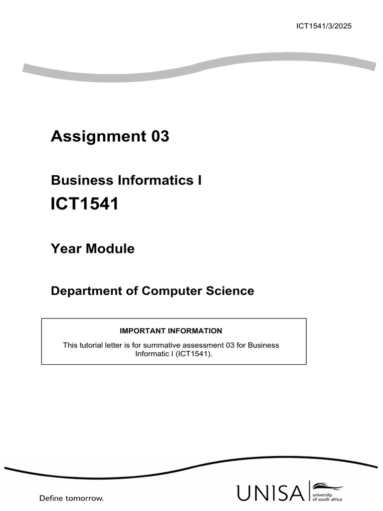 ICT1541 Business Informatics Assignment 03 | PDF | Computing