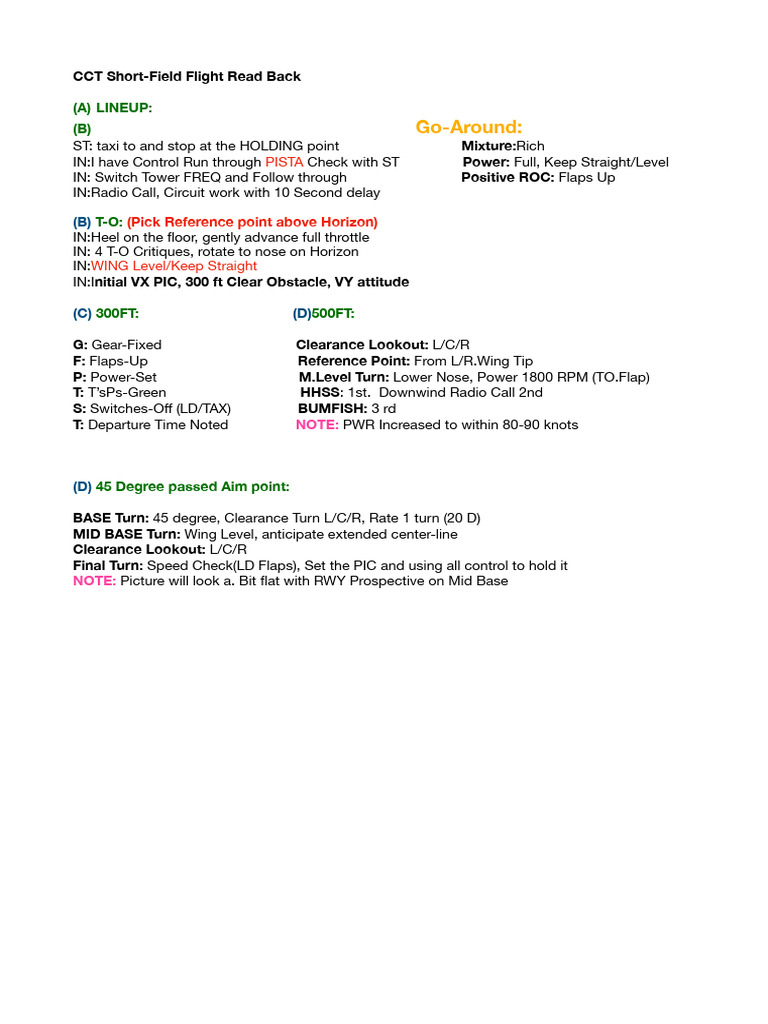 CCT Short-Field Flight Read Back | PDF