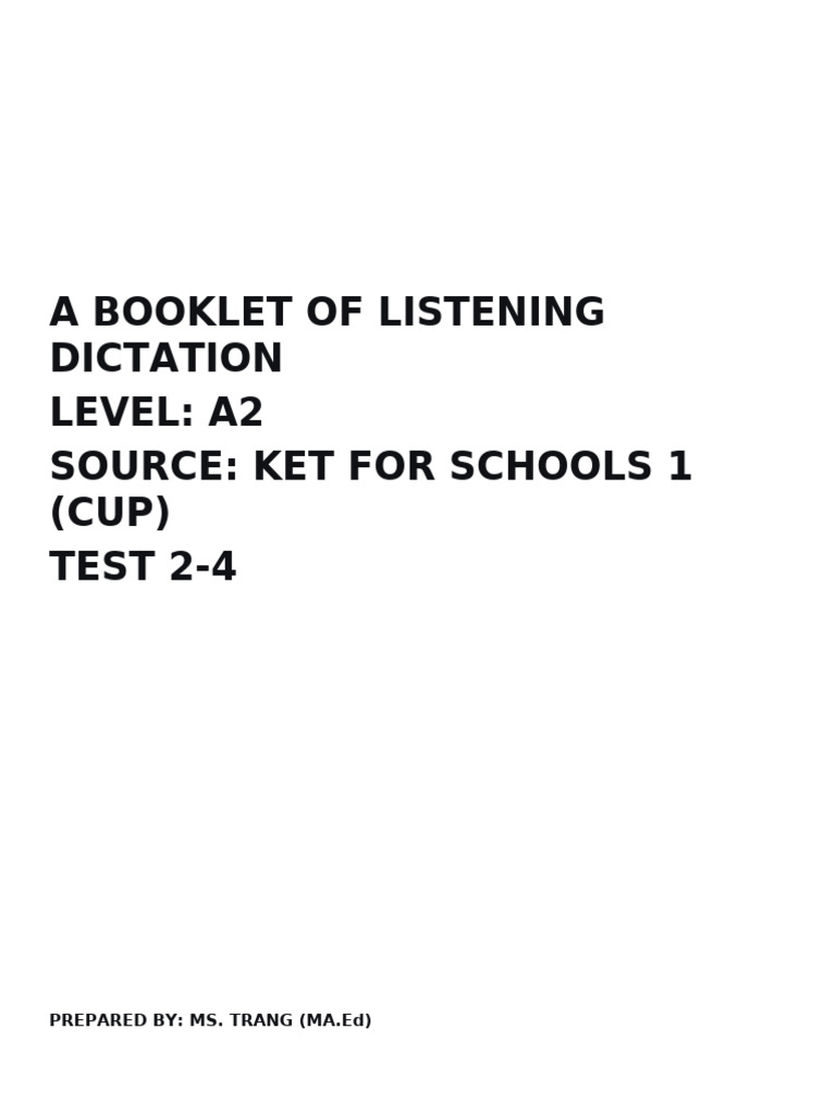 A2 Listening Dictation Practice Guide | PDF