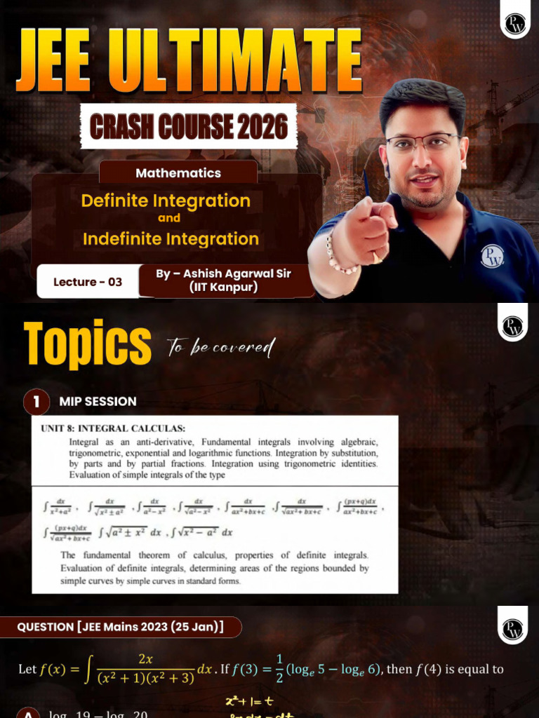 Definite Integration and Indefinite Integration 03 Class Notes | PDF