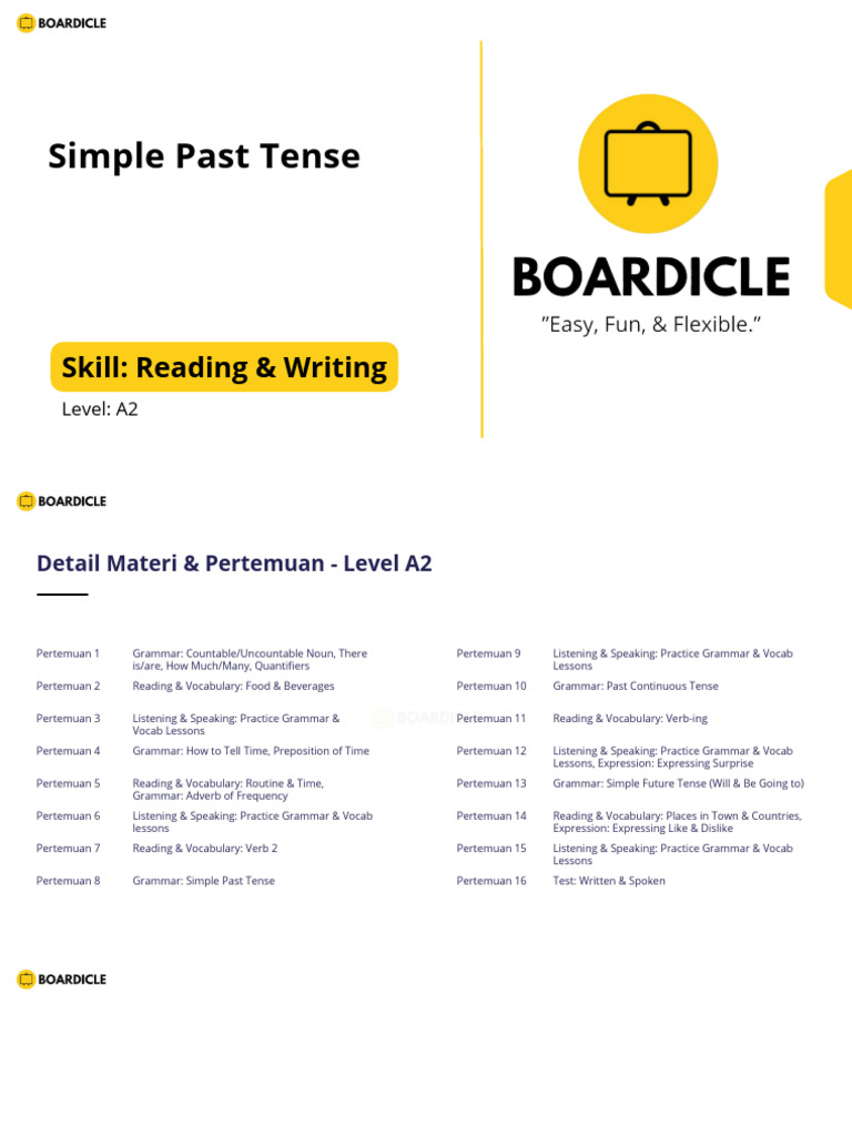 A2 Simple Past Tense Lesson Plan | PDF | Excalibur | Grammatical Tense