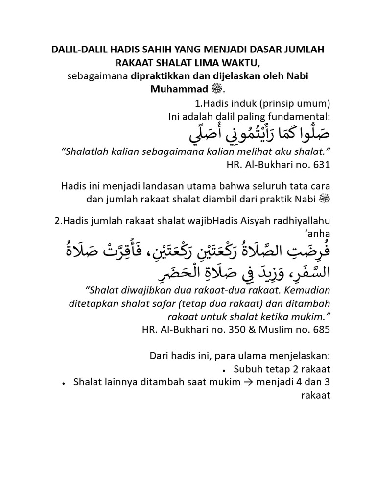 Dasar Rakaat Shalat Lima Waktu | PDF