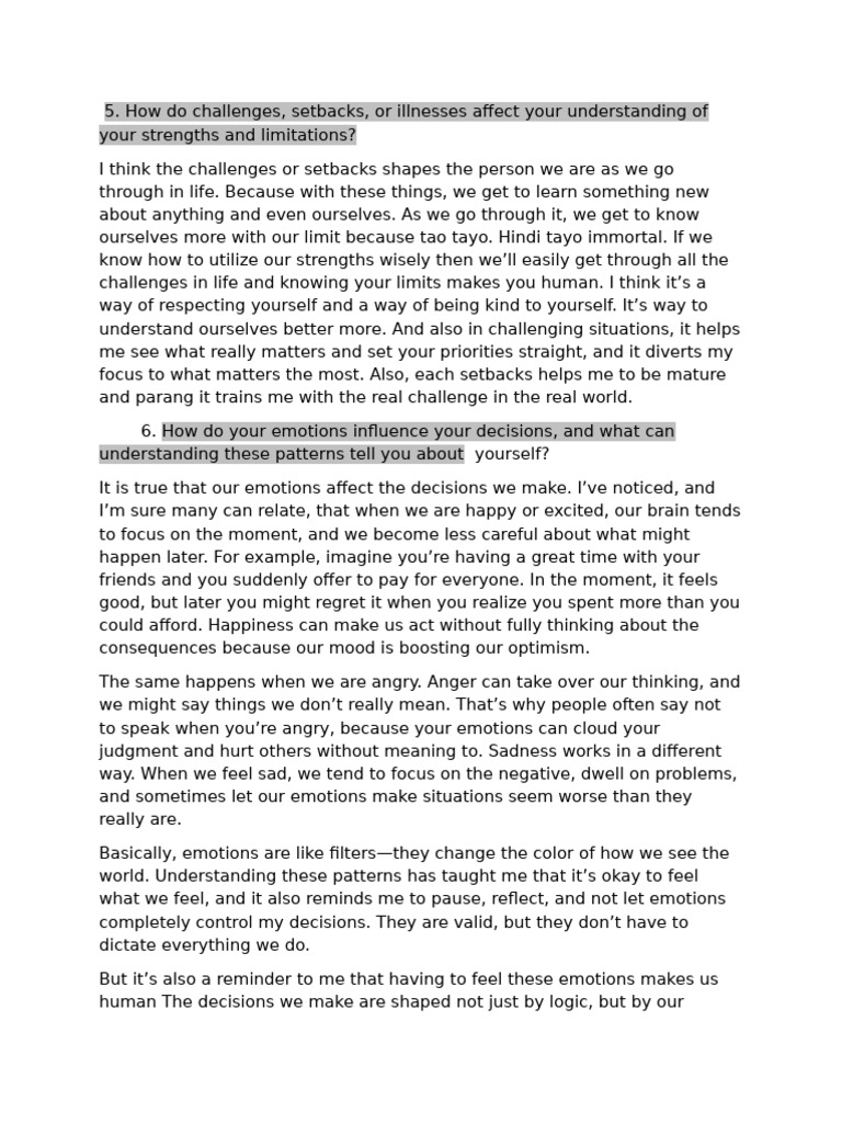 Recitation Understanding the Self | PDF | Emotions | Feeling