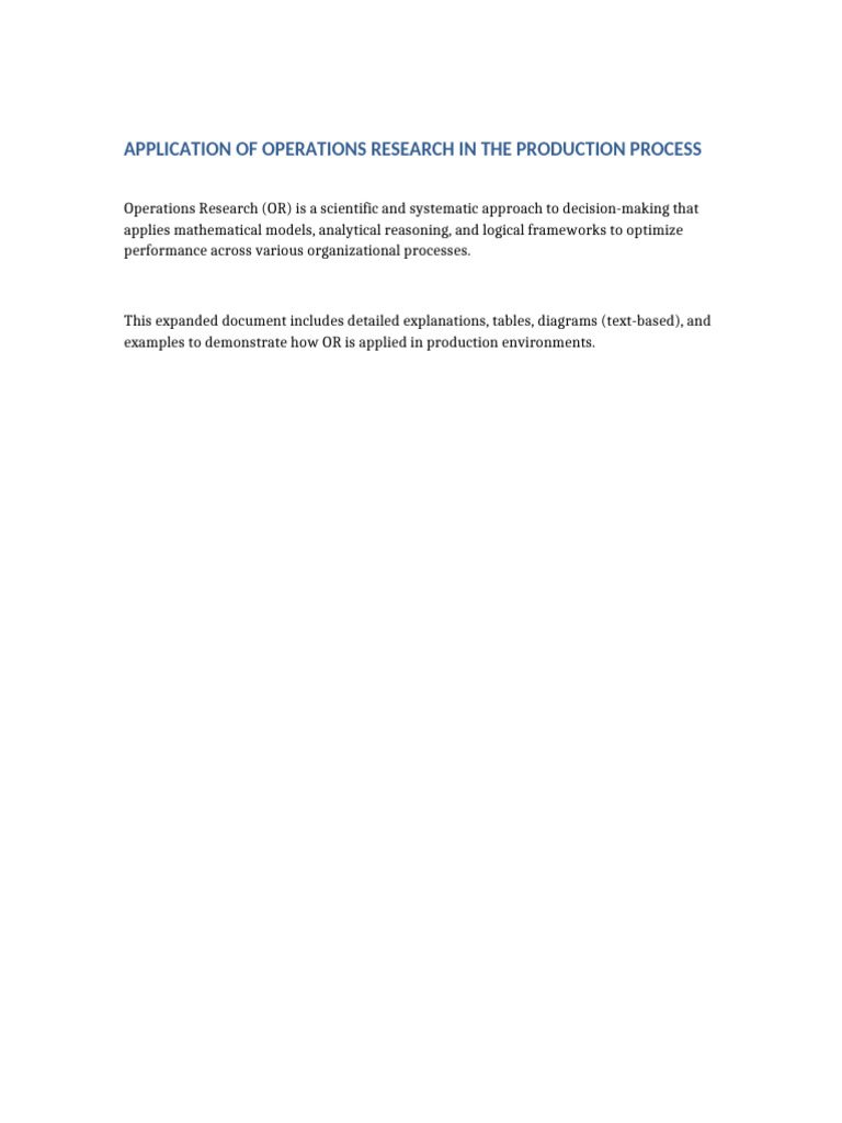 Optimizing Production with Operations Research | PDF