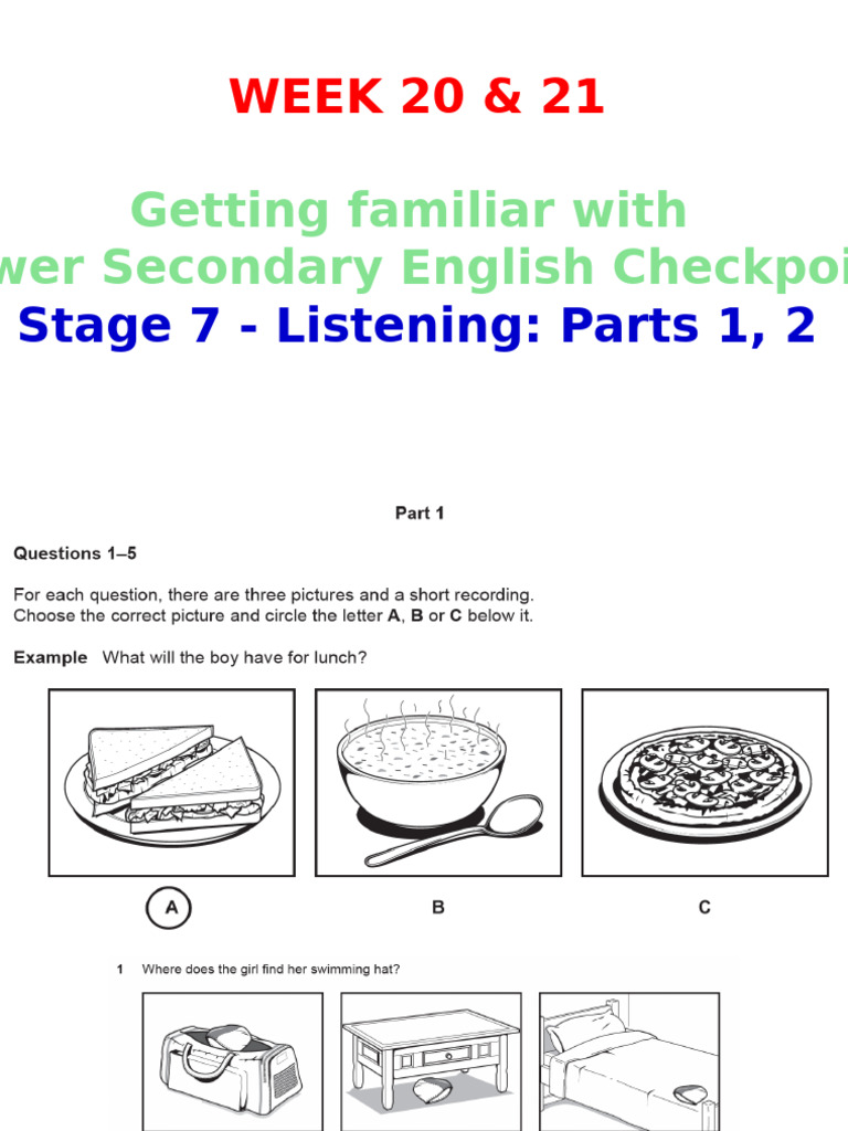 WEEK 20 & 21: Stage 7 - Listening: Parts 1, 2 | PDF