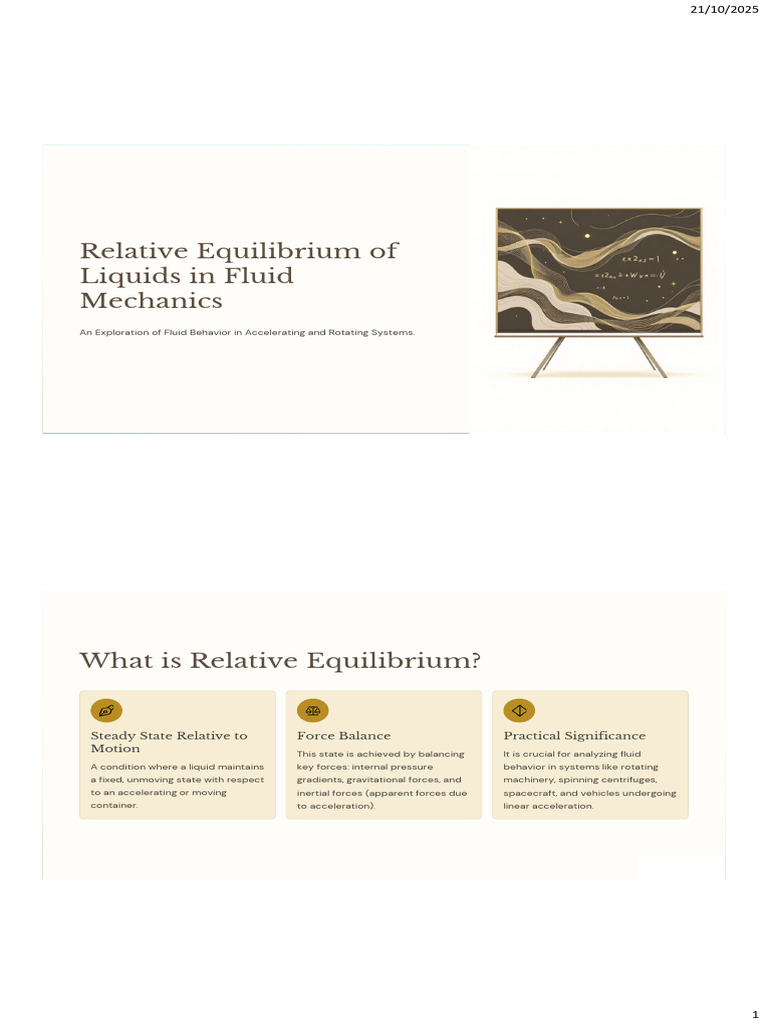 Fluid Mechanics: Relative Equilibrium Analysis | PDF | Force | Acceleration