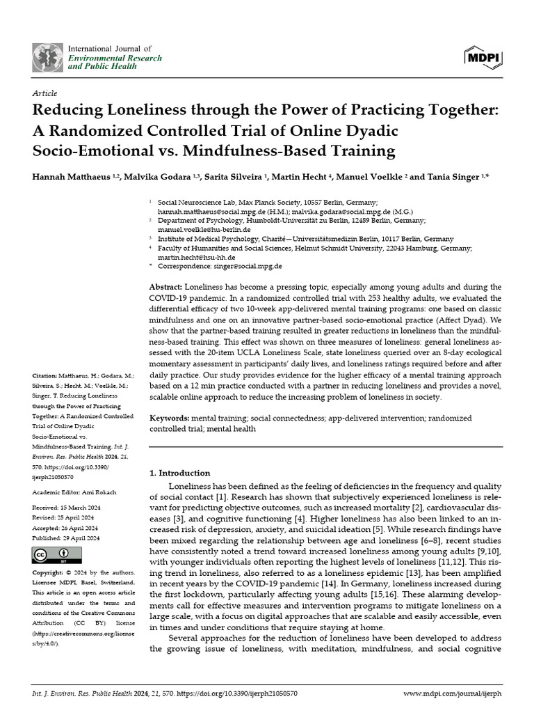 Image showcasing Reducing Loneliness Through the Power of Practicin | PDF | Loneliness ...