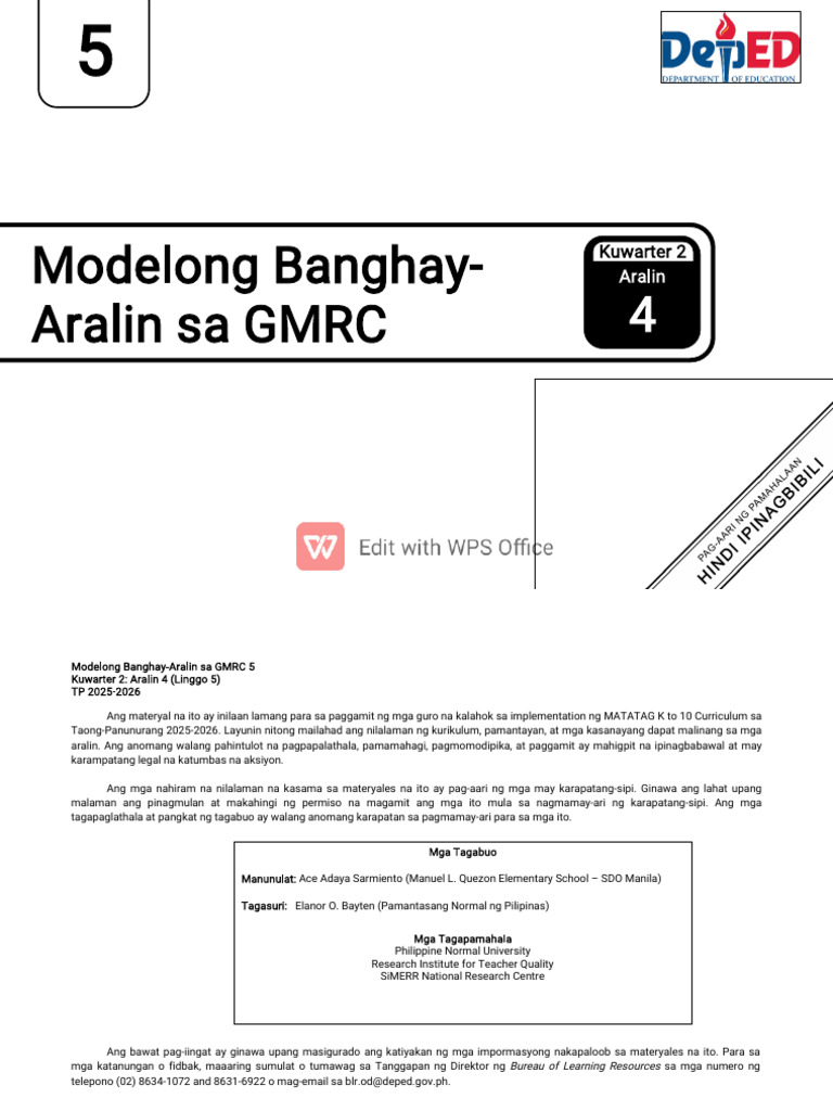 q2 Le GMRC 5 Lesson 4 Week 5 | PDF