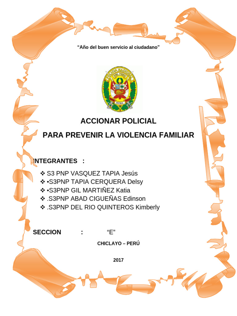 Accionar Policial Para Prevenir La Violencia Familiar | PDF | Violencia ...