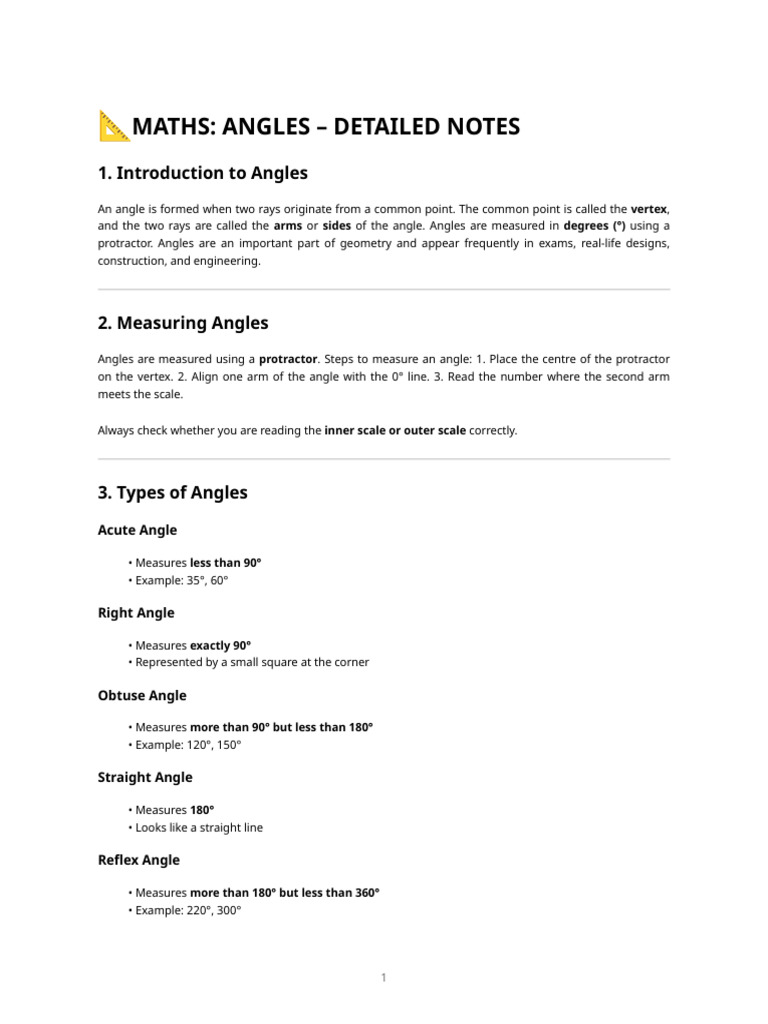 Comprehensive Guide to Angles | PDF | Triangle | Angle