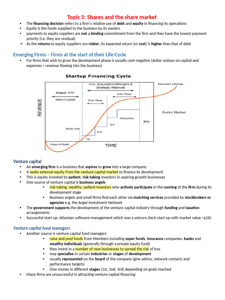 Understanding Shares and Venture Capital | PDF | Dividend | Initial ...