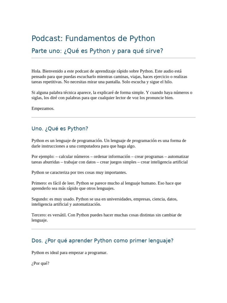 Introducción a Python: Fundamentos Esenciales | PDF | Python (lenguaje ...