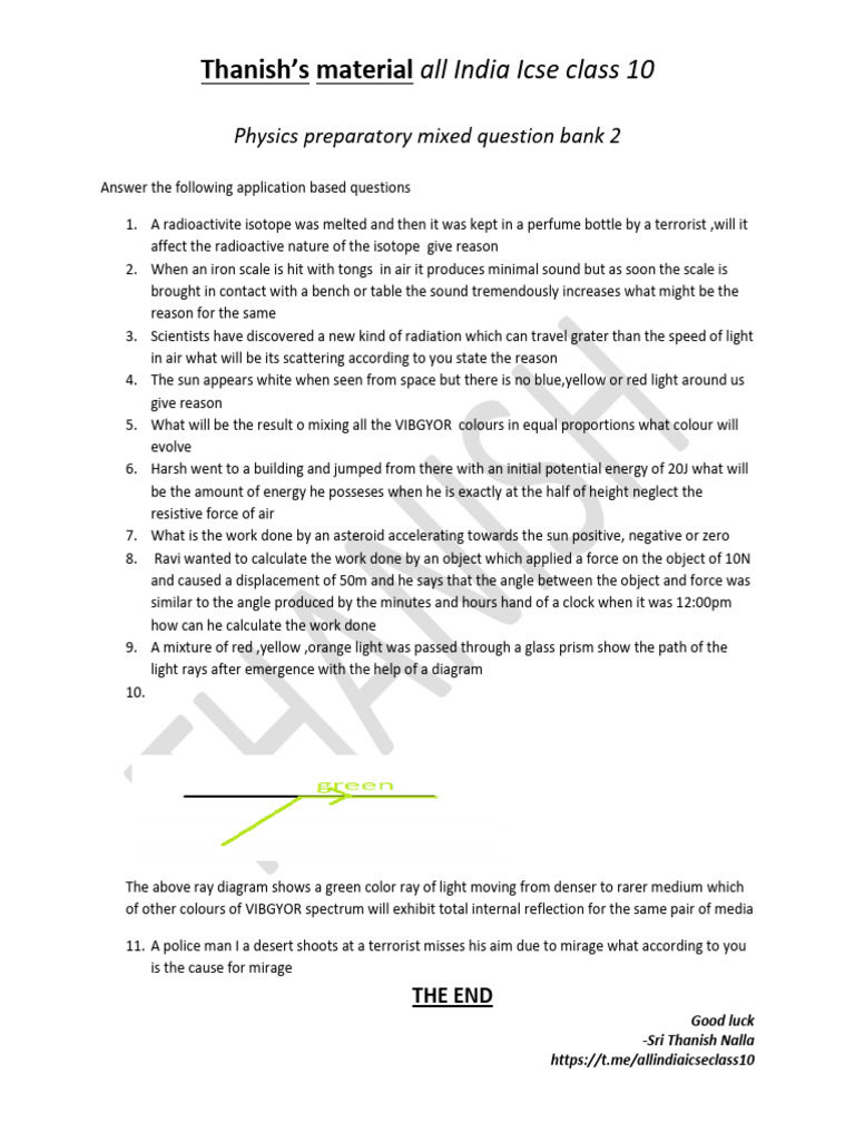 Physics Preparatory ( Application Based Questions) Mixed Question Bank ...