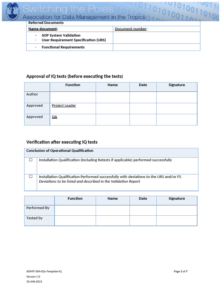 Installation Qualification Template Guide | PDF | Verification And ...