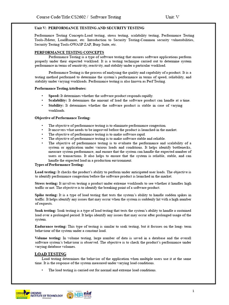 Performance and Security Testing Guide | PDF | Software Testing | World ...