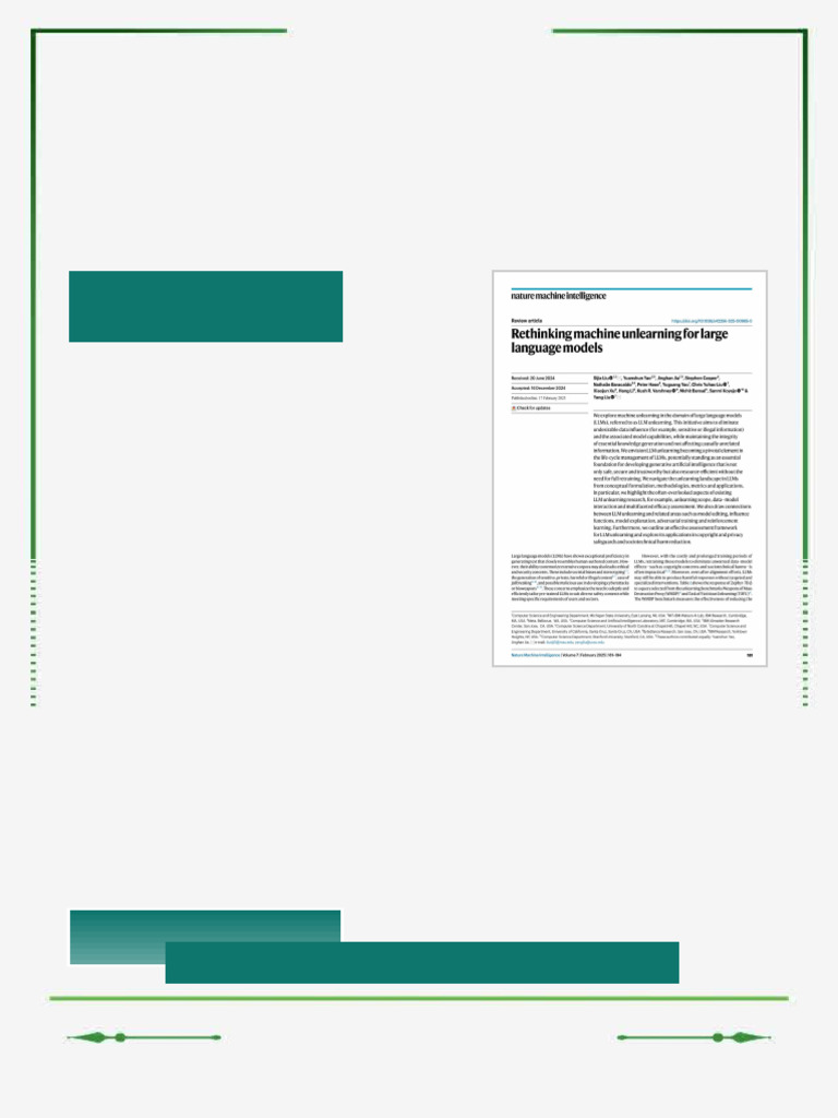 Rethinking machine unlearning for large language models by Sijia Liu &  Yuanshun Yao & Jinghan Jia & Stephen Casper & Nathalie Baracaldo & Peter  Hase & Yuguang Yao & Chris Yuhao Liu