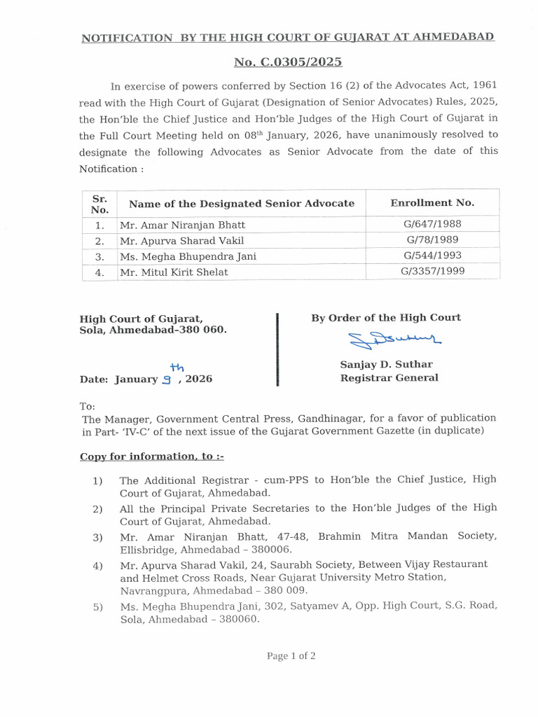 High Court Notification Dtd.09.01.2026 | PDF
