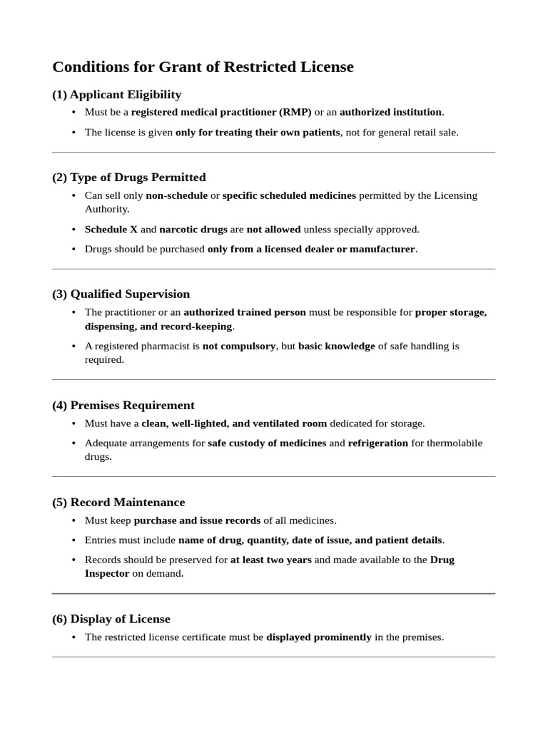 Guidelines for Restricted Medical Licenses | PDF | Drugs | Pharmacist
